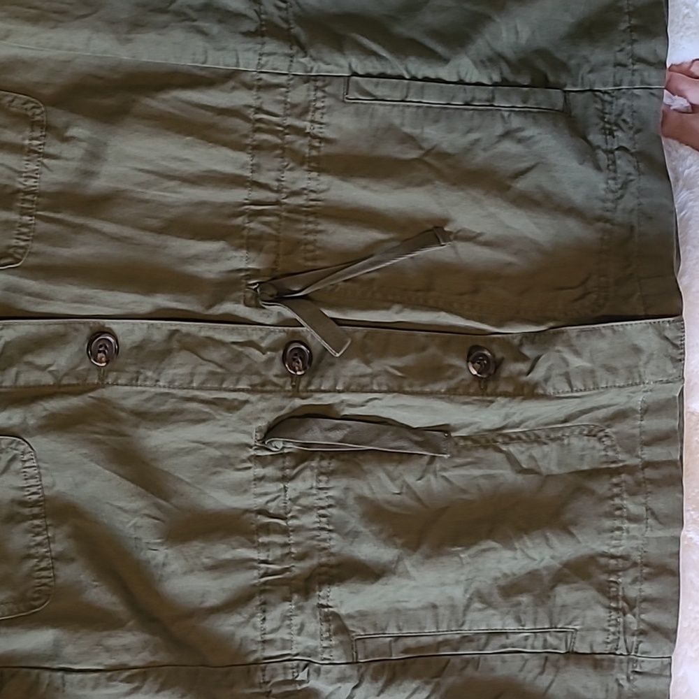 Talbots Linen Cotton Blend Dark Green Utility Lightweight Summer Jacket - Picture 3 of 11